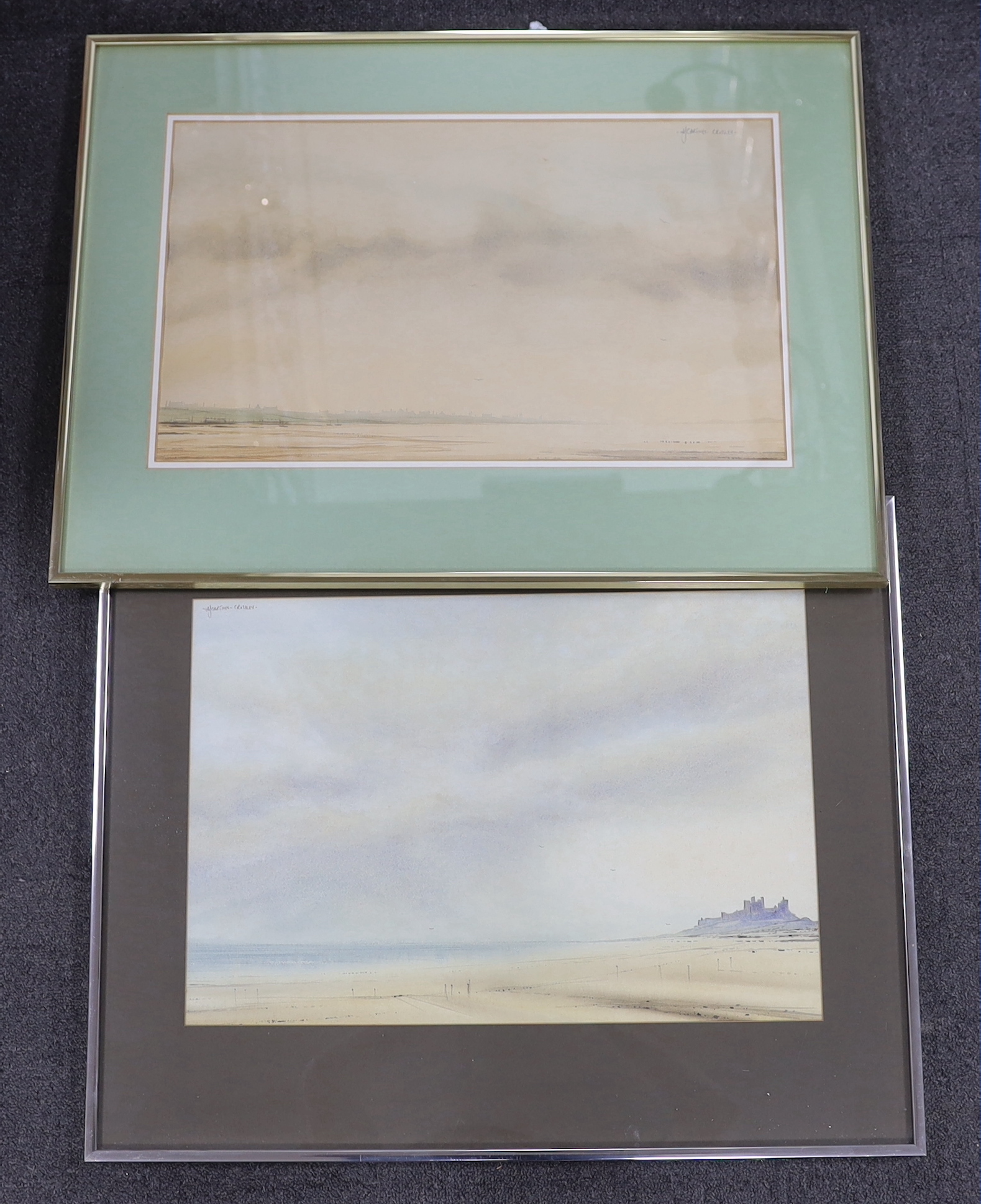 Donald Crossley (1932-2014), two watercolours, Northumberland landscapes, each signed, 30 x 50cm